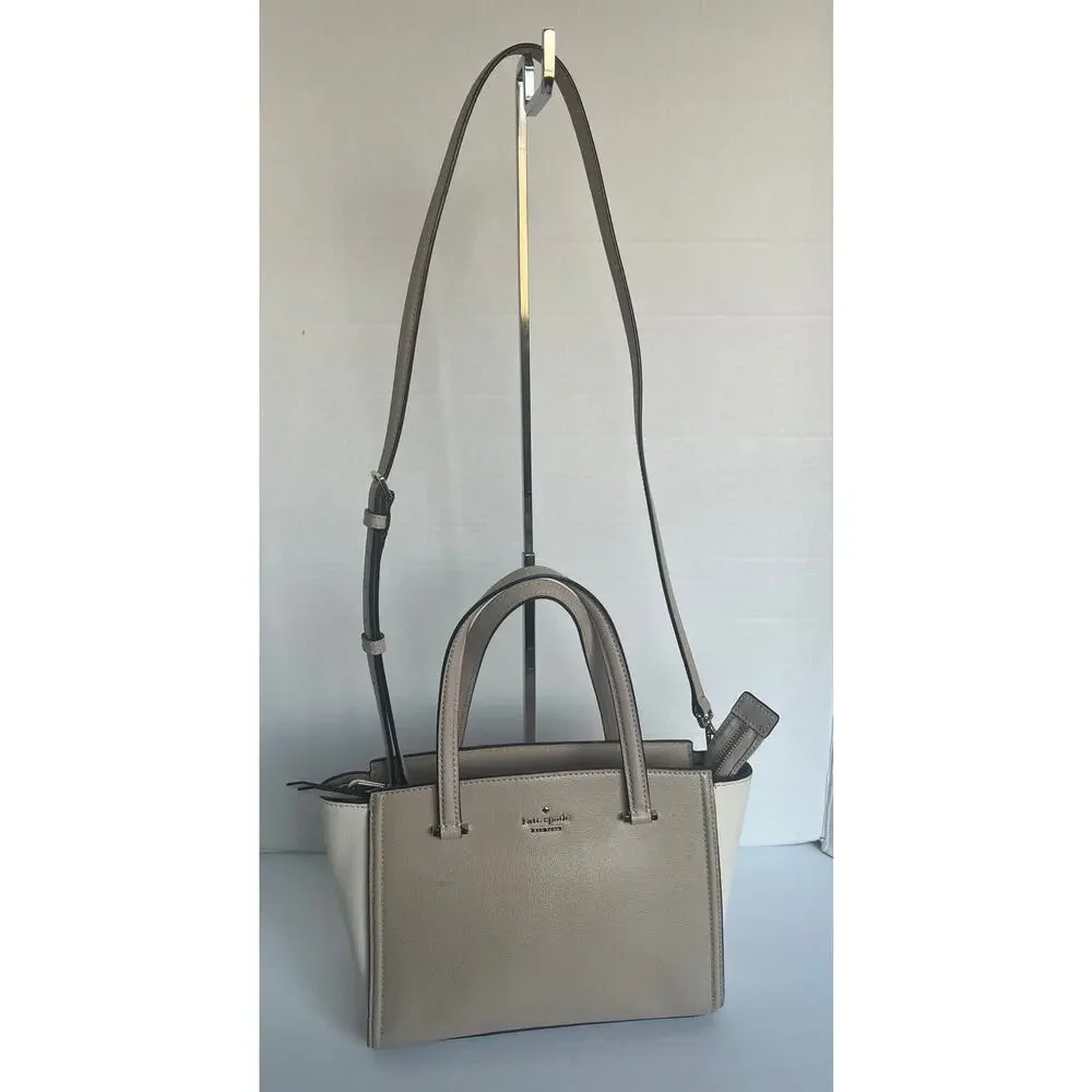 KATE SPADE 2-Way Leather Patterson Drive Geraldine Taupe Hand Crossbody Tote Bag